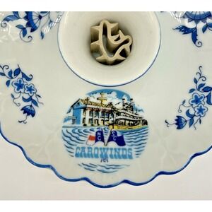 Vtg. NC SC Carowinds Souvenir Blue White Chamber Candle Holder Amusement Park